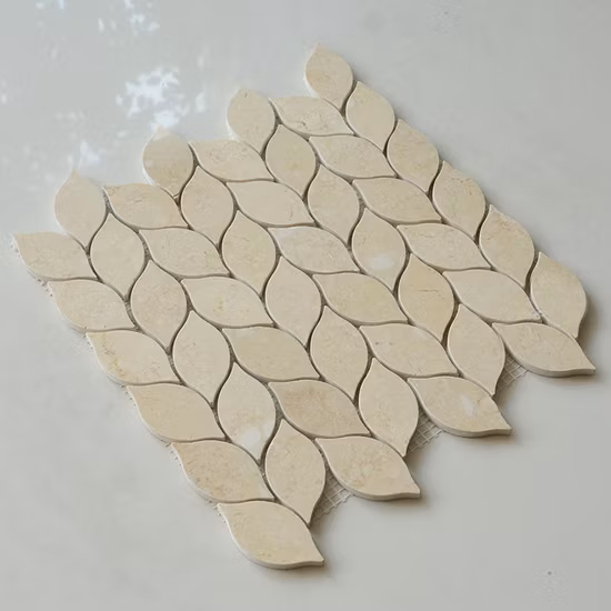 Wholesale Leaf Shaped Backsplash Tile Stone Beige Marble Mosaic