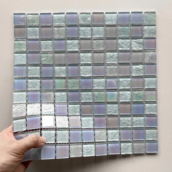 Новая популярная плитка для бассейна светло-голубого переливающегося квадратного стекла мозаика