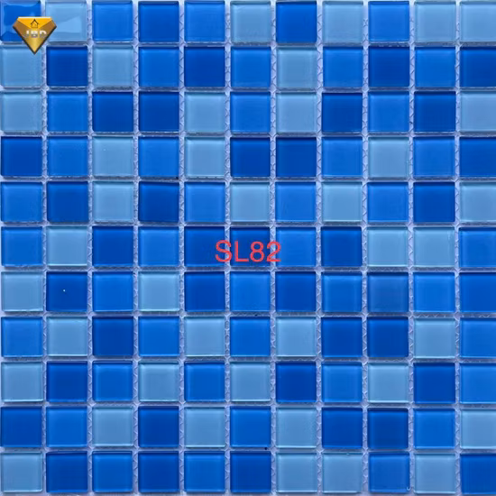 Нескользящая стеклянная мозаичная плитка, мозаика для бассейна из синего стекла, переливающаяся плитка